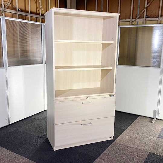 【中古0円無料】オカムラ キャビネット 書庫 ラテラル オープン 鍵付き 木製