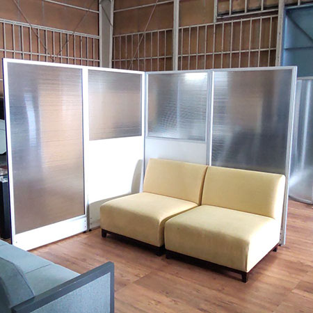 【中古0円無料】ローパーティション 幅900✕高さ1800㎜ 4枚セット 半透明2枚＋上段半透明2枚[PA-023]