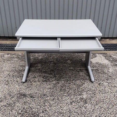 オフィスデスク 引出付 幅1000✕奥行700✕高さ700mm グレー[DS-102]