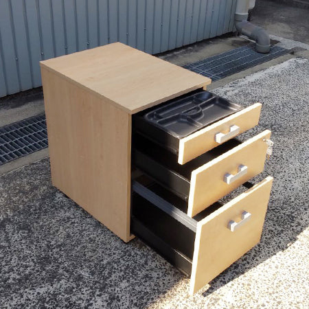 ワゴン ナチュラル ３段デスクワゴン 幅420✕奥行560✕高さ650mm [WG-034]