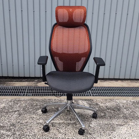 オフィスチェア コイズミJG7チェア オレンジ ヘッドレスト可動肘付き[OC-290]