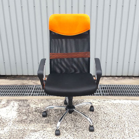 ハイバックオフィスチェア メッシュ オレンジ✕ブラック[OC-301]