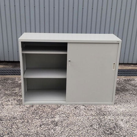 キャビネット 引き違い グレー SS-403RS 幅1212✕奥行400✕高さ880mm[CB-099]