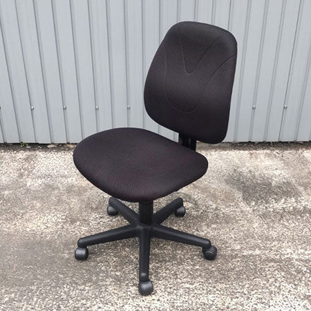 オフィスチェア 肘無し ブラック 背面ステッチ付き[OC-318]