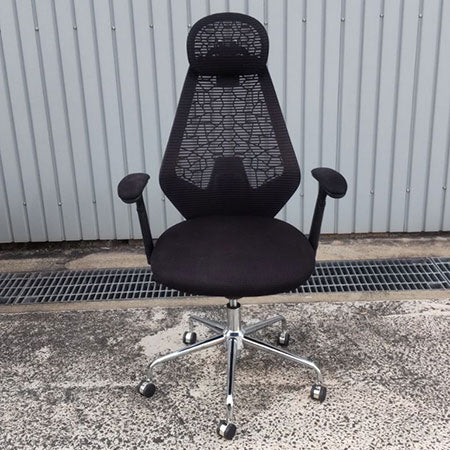 オフィスチェア スワローチェア ヘッドレスト・肘付き ブラック[OC-322]