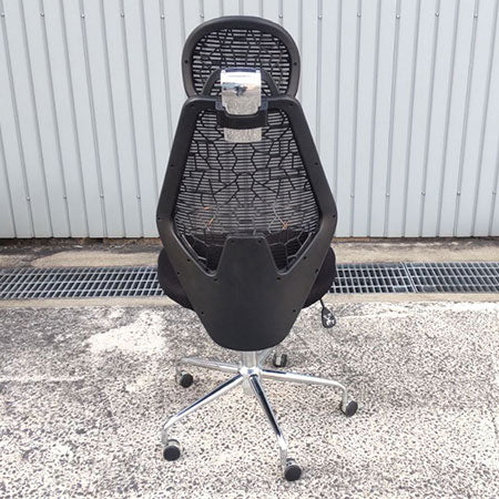 オフィスチェア スワローチェア ヘッドレスト付き ブラックリペア品 肘無し[OC-323]