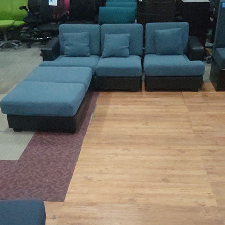 ローソファ 3P カウチソファ オットマン２個付き ブルー[SO-063]