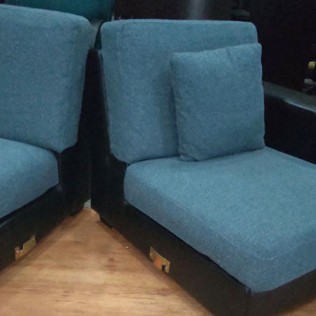 ローソファ 3P カウチソファ オットマン２個付き ブルー[SO-063]