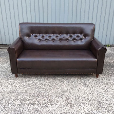 ヴェルサイユ レザーソファ ブラウン ボタン１つ欠品[SO-064]