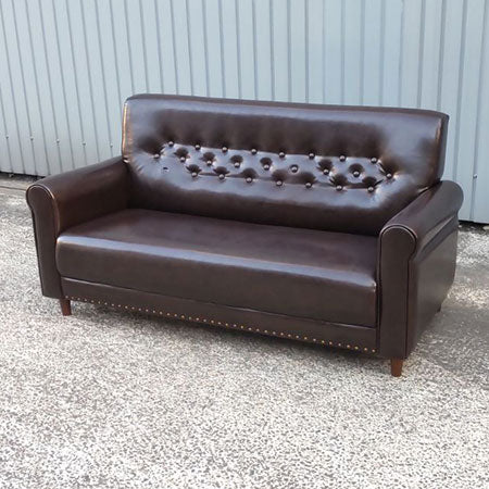 ヴェルサイユ レザーソファ ブラウン ボタン１つ欠品[SO-064]
