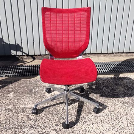 オフィスチェア okamura バロン ローバック レッド ポリッシュフレーム[OC-346]