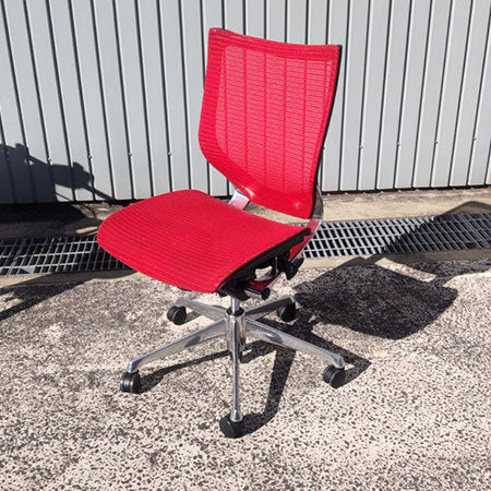 オフィスチェア okamura バロン ローバック レッド ポリッシュフレーム[OC-346]