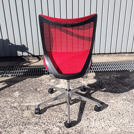 オフィスチェア okamura バロン ローバック レッド ポリッシュフレーム[OC-346]