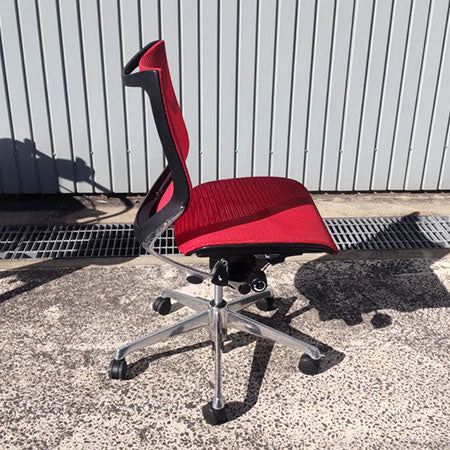 オフィスチェア okamura バロン ローバック レッド ポリッシュフレーム[OC-346]