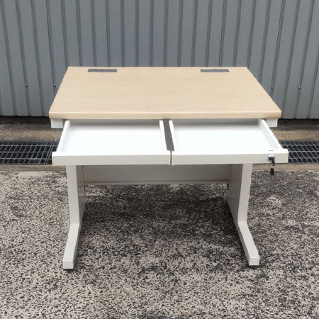 オフィスデスク 幅1000✕奥行600✕高さ700㎜ 引き出し２つ[DS-124]