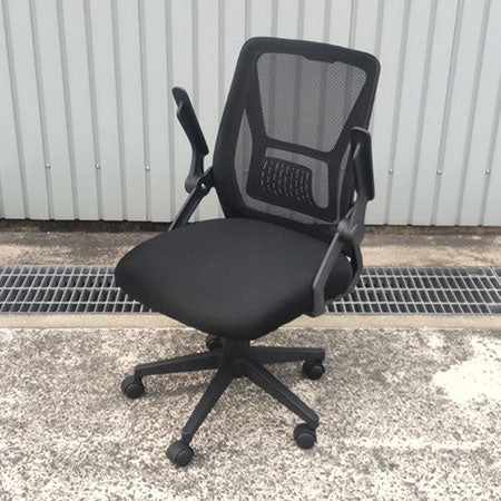 オフィスチェア VECELO 跳ね上げ肘付き ブラック[OC-360]