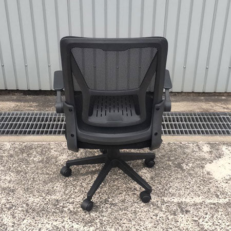 オフィスチェア VECELO 跳ね上げ肘付き ブラック[OC-360]