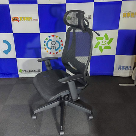 【中古0円無料】オフィスチェア ニトリ クエト ヘッドレスト メッシュ ブラック[OC-090]