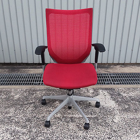 オフィスチェア okamura バロンチェア ハイバック アジャスト肘付き レッド[OC-330]