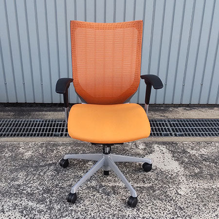 オフィスチェア okamura バロンチェア ハイバック アジャスト肘付き オレンジ[OC-333]