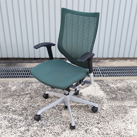 オフィスチェア okamura バロンチェア ハイバック アジャスト肘付き ダークグリーン[OC-334]