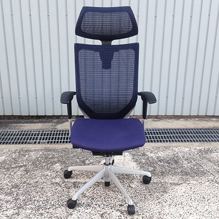 オフィスチェア okamura バロンチェア エクストラハイバック ダークブルー[OC-337]