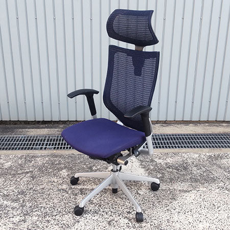 オフィスチェア okamura バロンチェア エクストラハイバック ダークブルー[OC-337]