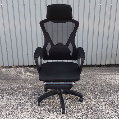 ゲーミングチェア フットレスト付き ブラック[OC-339]