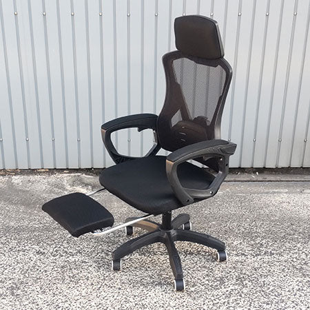 ゲーミングチェア フットレスト付き ブラック[OC-339]