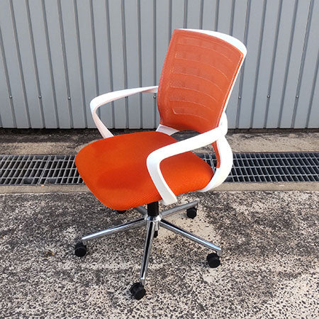 オフィスチェア 井上金庫 COZ-28 オレンジ✕ホワイト[OC-343]