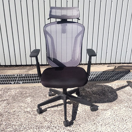 オフィスチェア ヘッドレスト・ハンガー付き  ニトリ2808 グレイ[OC-355]