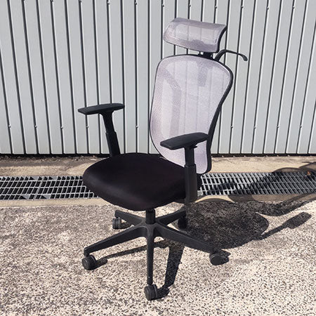 オフィスチェア ヘッドレスト・ハンガー付き  ニトリ2808 グレイ[OC-355]