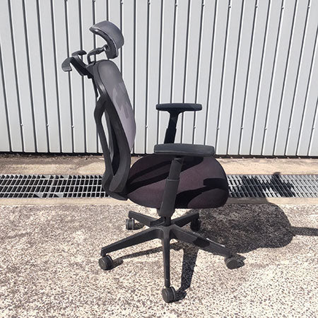 オフィスチェア ヘッドレスト・ハンガー付き  ニトリ2808 グレイ[OC-355]