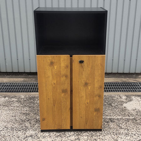 木製キャビネット 3段 2段扉付き カギ付き 幅600×奥行369×高さ1148mm ベスパ2.0[CB-115]