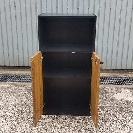 木製キャビネット 3段 2段扉付き カギ付き 幅600×奥行369×高さ1148mm ベスパ2.0[CB-115]