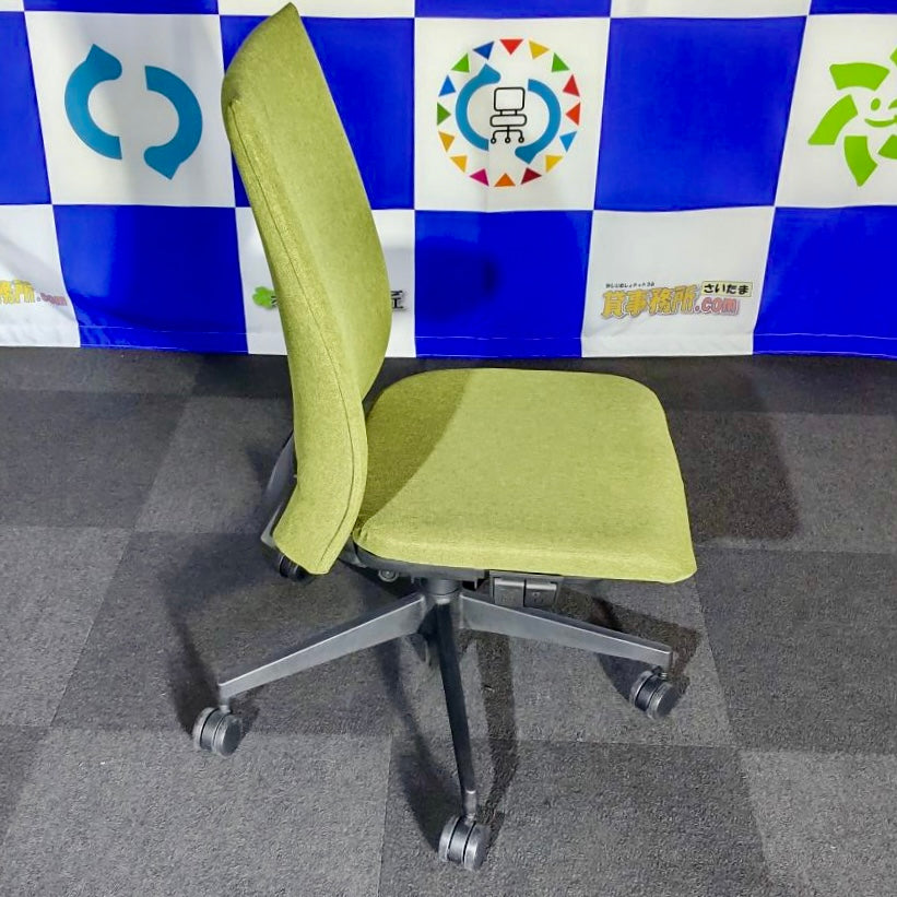 【中古0円無料】オフィスチェア ライオン事務器 LEO モスグリーン[OC-081]