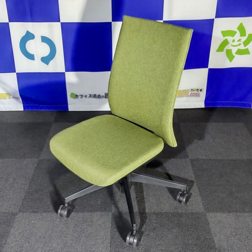 【中古0円無料】オフィスチェア ライオン事務器 LEO モスグリーン[OC-081]