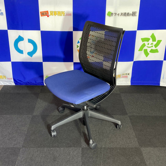 【中古0円無料】オフィスチェア オカムラ ヴィスコンテ 肘無し プレーンタイプ ブルー[OC-107]