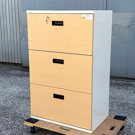 キャビネット ナチュラル 3段ラテラル 幅700✕奥行450✕高さ1110mm[CB-096]