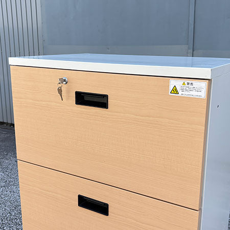 キャビネット ナチュラル 3段ラテラル 幅700✕奥行450✕高さ1110mm[CB-096]