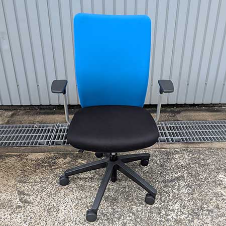 オフィスチェア 内田洋行 エポチェア フルバック T型肘 ブルー[OC-392]