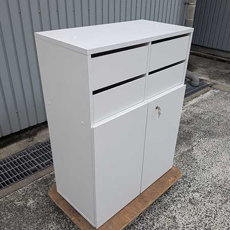 キャビネット 引出/両開き 鍵付き ホワイト 幅800✕奥行400✕高さ1070㎜[CB-138]